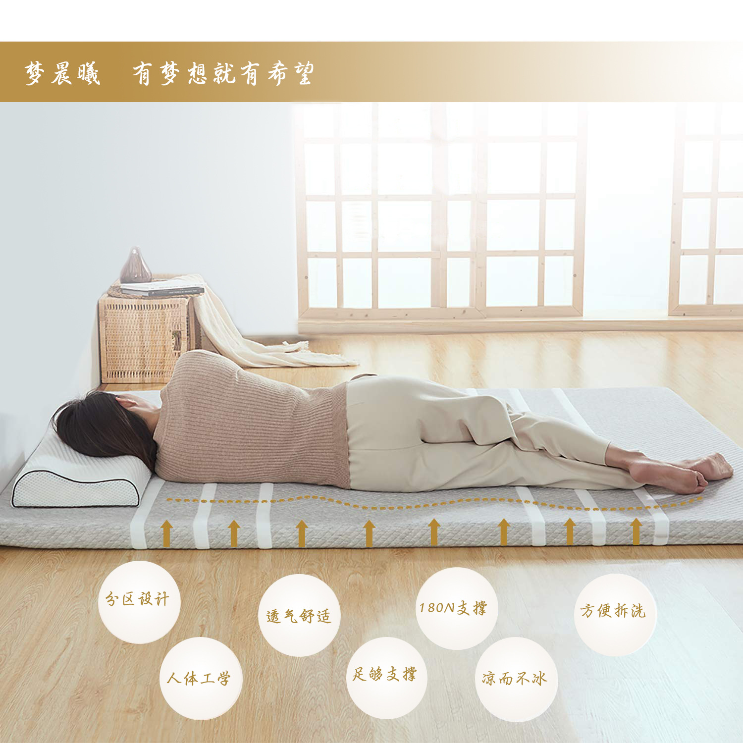 Amazon's new products include high-resilience sponge mattresses, high-density dormitory student mattresses, and tatami MATS Specification drawing