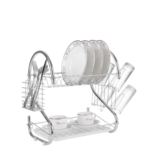 S-shaped home tableware storage and draining rack, kitchen floor-standing multi-layer storage rack, creative dish rack Application Scenario