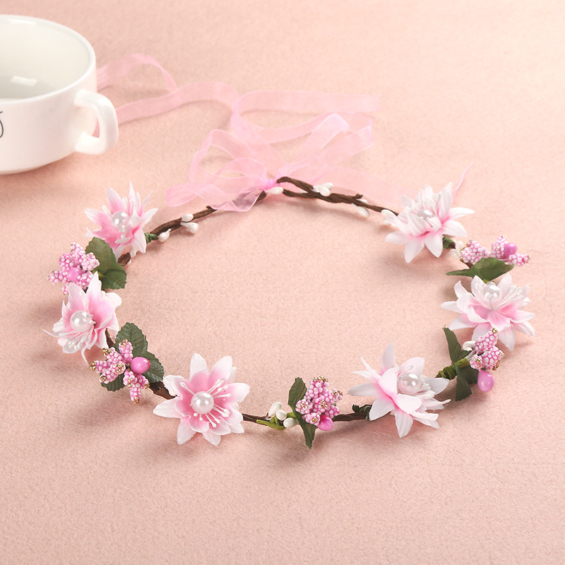 Korean haysky wreath bridal dress accessories colorful flower headpiece hair band bridal ornaments
