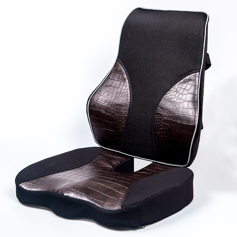 Wholesale car seat cushion and backrest one-piece set PU sponge office slow-rebound thickened seat cushion suitable for all seasons details Picture