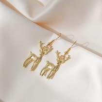 Christmas golden deer earrings personality earclasp retro earrings metallic metallic quality creative design earhook women