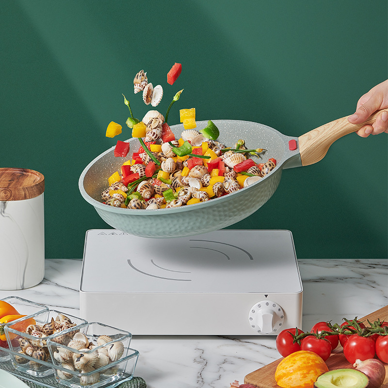 Cross border green medical stone pan non stick pan steak pan pancake pan household frying pan induction cooker