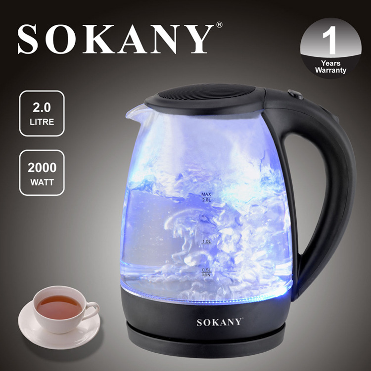 انقطع التيار الكهربائي عن طريق 304 من غلاية زجاجية منزلية عبر الحدود في Sokanyy601.