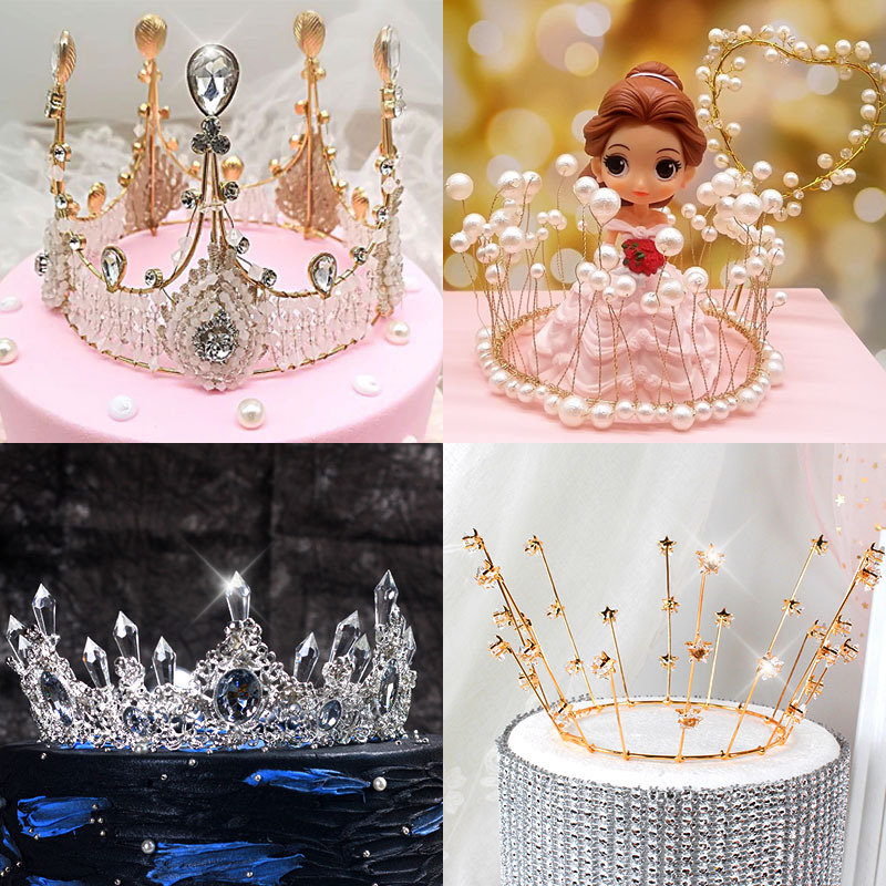Tik Tok Baroque cake Decorated lace crystal pearl tiara baked BABY Bride Queen tiara