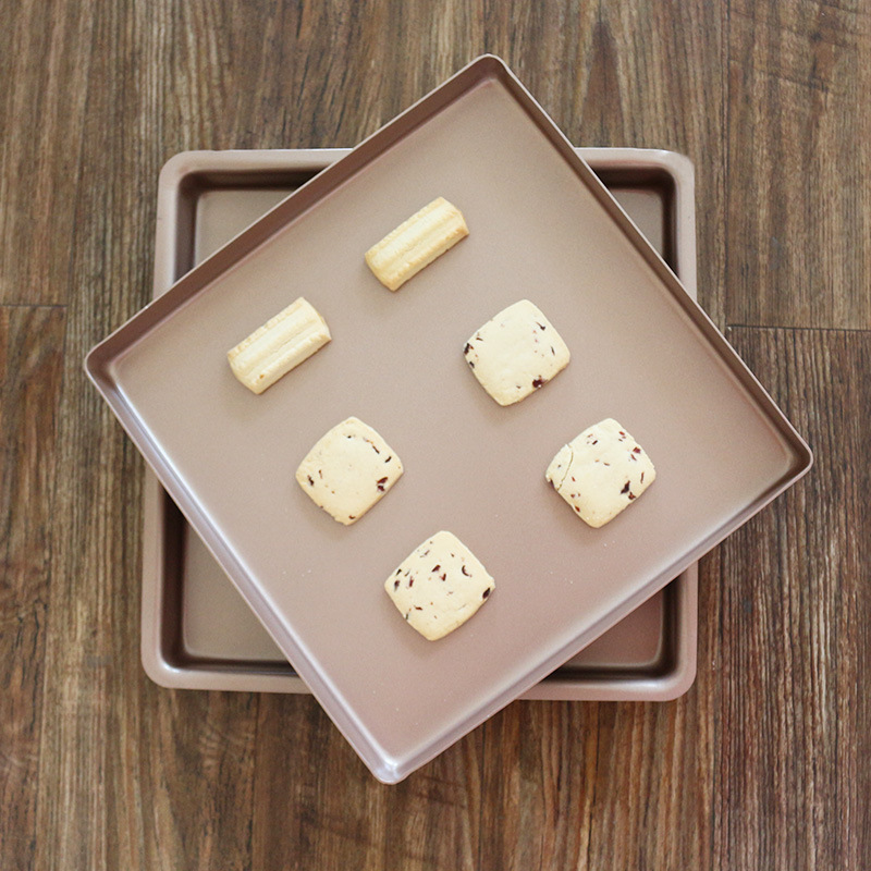 Nougat baking tray, square baking tray, right-angle golden barbecue tray, non-stick cake roll baking tray, 28*28 cm, baking Application Scenario