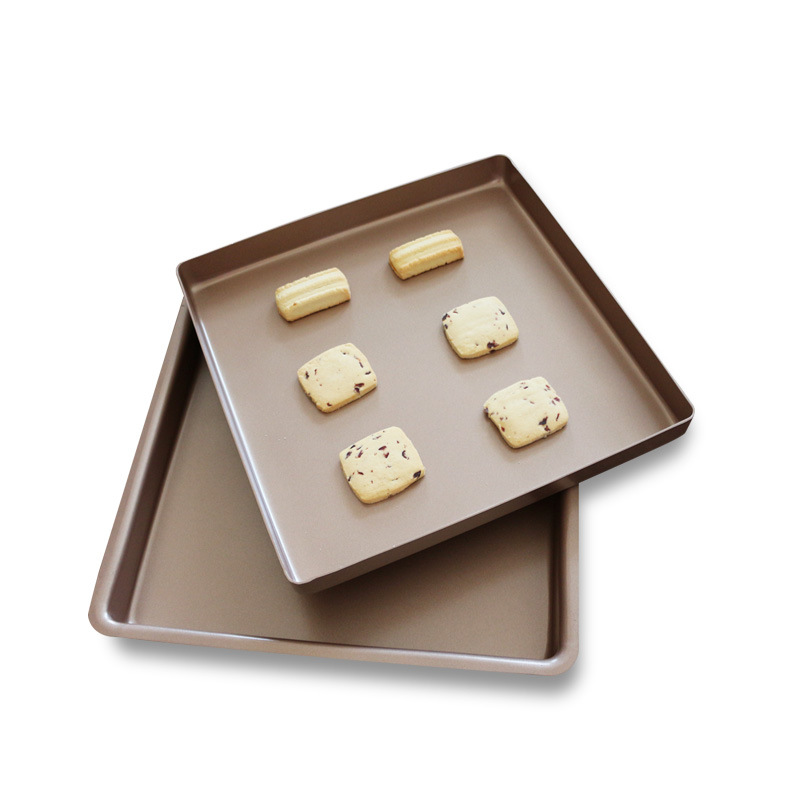 Nougat baking tray, square baking tray, right-angle golden barbecue tray, non-stick cake roll baking tray, 28*28 cm, baking Item Picture
