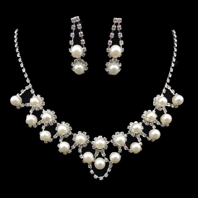 Bridal jewelry pearl necklace earrings jewelry two sets of European and American popular jewelry