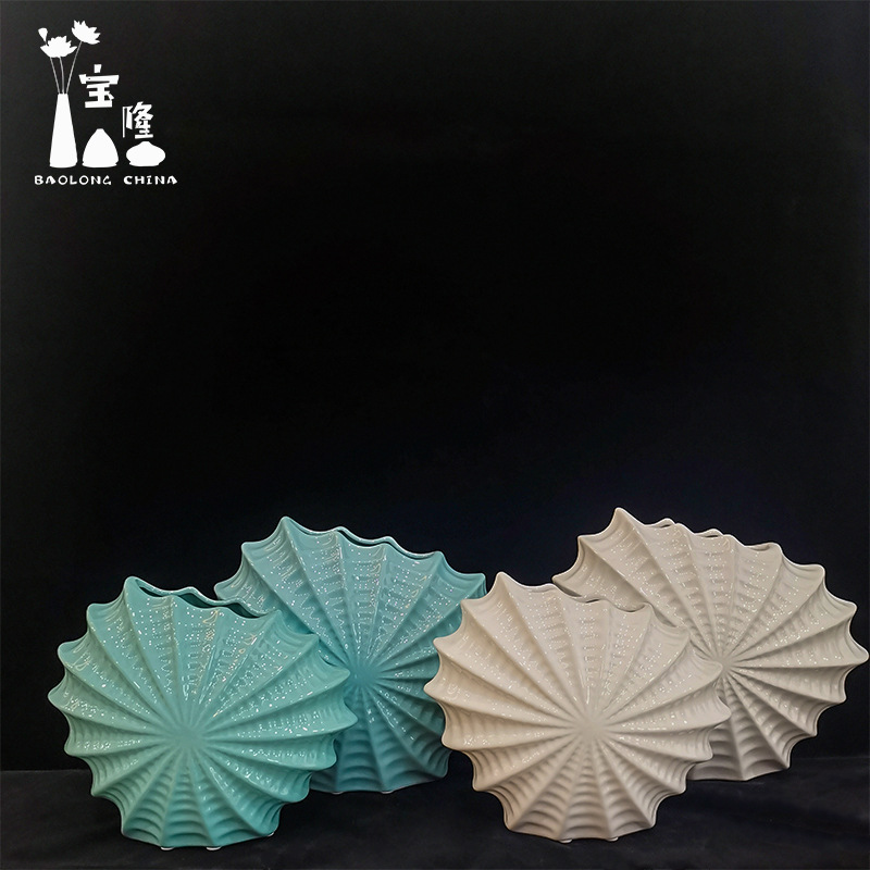Ins modern simple shell flower arrangement ceramic vase home living room bedroom dolomite simulation flower ceramic ornaments