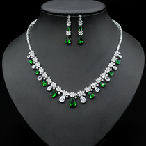 South Korea clavicle chain simple new zircon water drop necklace dress temperament earrings jewelry two sets of bridal jewelry