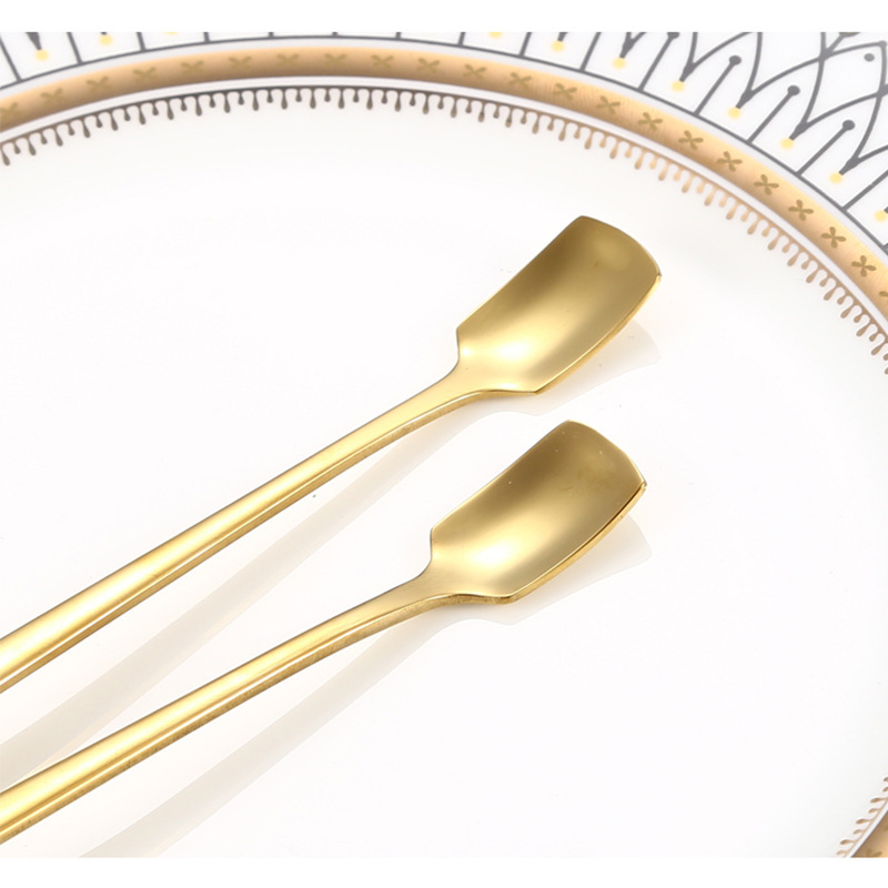 Factory 304 Stainless Steel Coffee Spoon Dessert Spoon Golden Spoon Cutlery Mug Spoon Mixing Long-Handled Ice Spoon Application Scenario