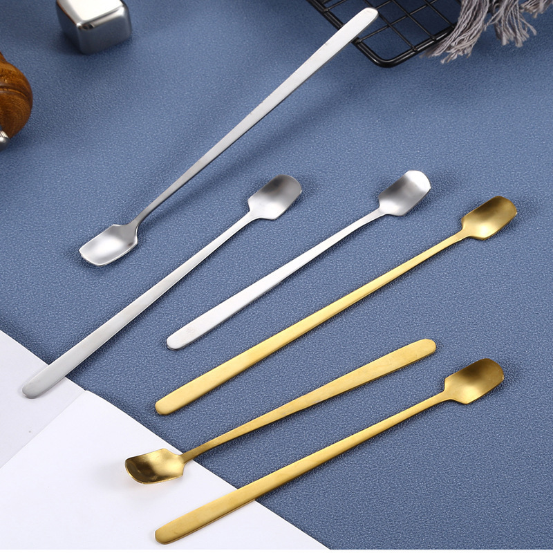 Factory 304 Stainless Steel Coffee Spoon Dessert Spoon Golden Spoon Cutlery Mug Spoon Mixing Long-Handled Ice Spoon details Picture