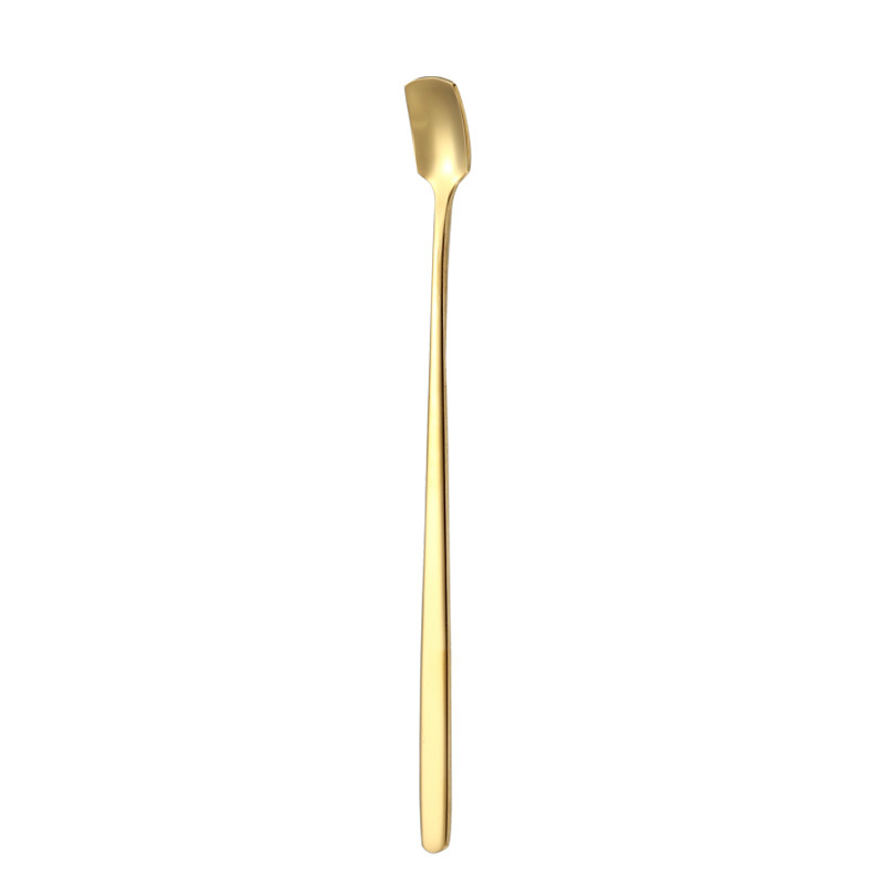Factory 304 Stainless Steel Coffee Spoon Dessert Spoon Golden Spoon Cutlery Mug Spoon Mixing Long-Handled Ice Spoon Item Picture