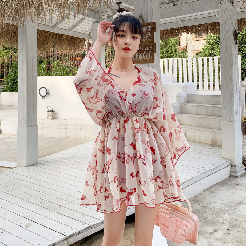 A feminine swimsuit, a bikini three-piece set, a conservative smock that covers the belly and makes one look slimmer, a fairy-like style, a steel frame, and a gathering hot spring swimsuit Specification image