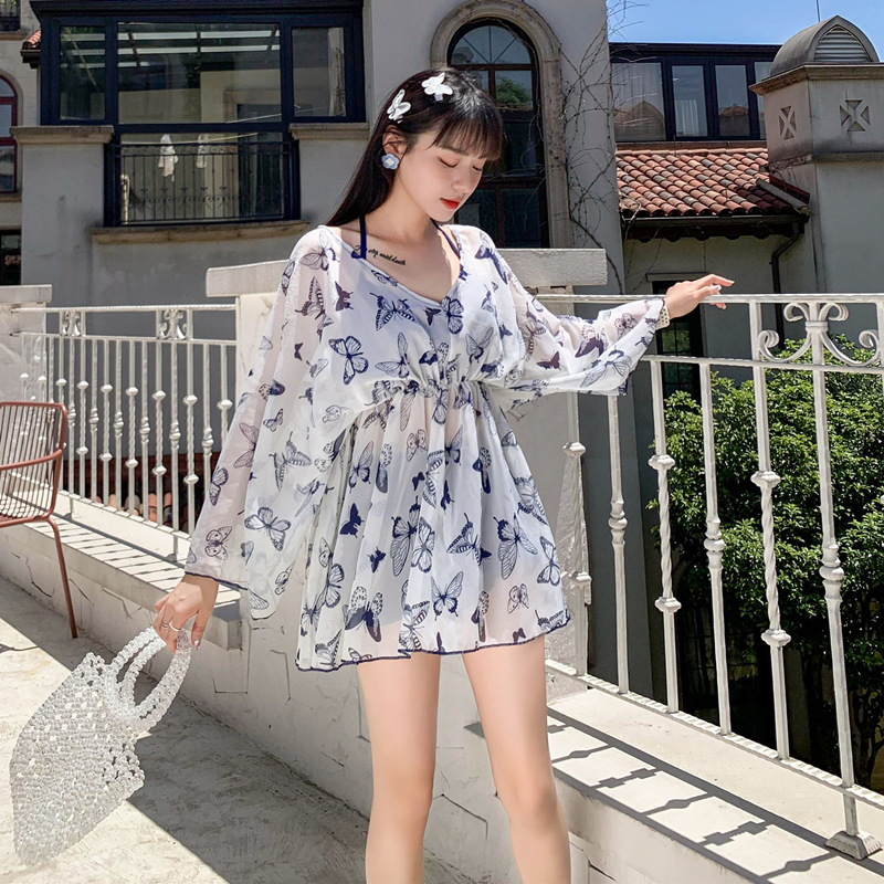 A feminine swimsuit, a bikini three-piece set, a conservative smock that covers the belly and makes one look slimmer, a fairy-like style, a steel frame, and a gathering hot spring swimsuit Item Picture