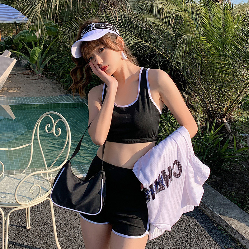 A conservative and slimming three-piece swimsuit for women's sportswear. A Korean Instagram student with a small chest and loose hot spring swimsuit Item Picture