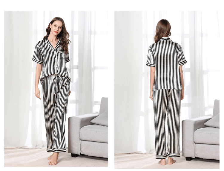 Cross-border direct pajama women simulation silk suit short sleeve trousers loose high-grade new home suit