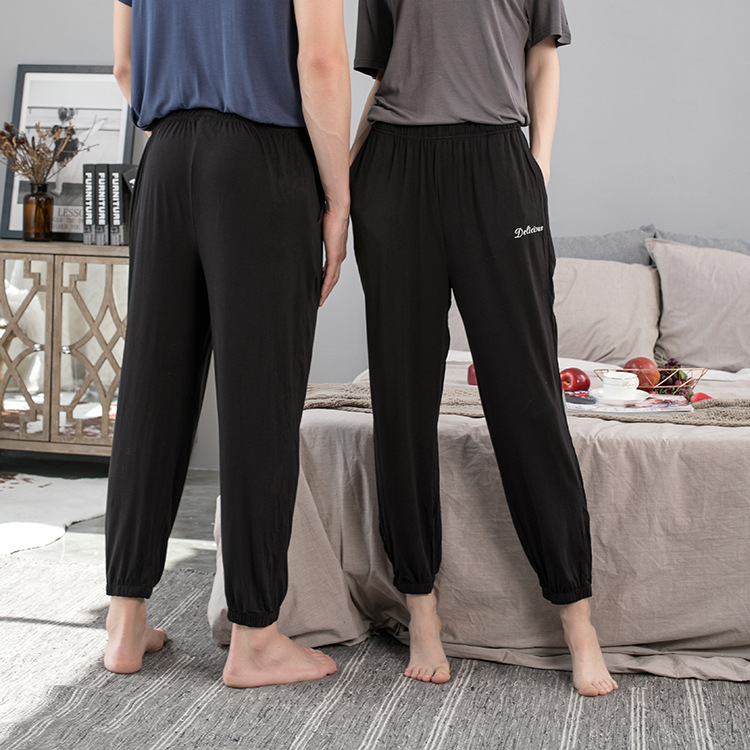 Spot new spring and summer leisure sticky fiber nine minutes pajama underwear elastic thin couples can wear home clothes