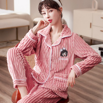 Coral velvet autumn/winter nightgown women's thickened velvet new long sleeve loose home dress coral velvet suit large size simple