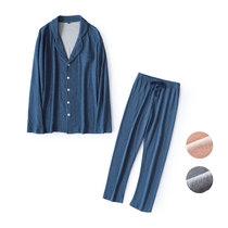 Knitted cotton double fabric home suit pair pajamas cotton printing home suit breathable and comfortable spring