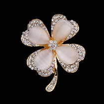 South Korea fashion diamond opal brooch pin delicate four-leaf clover flower corsage women fashion clothing accessories