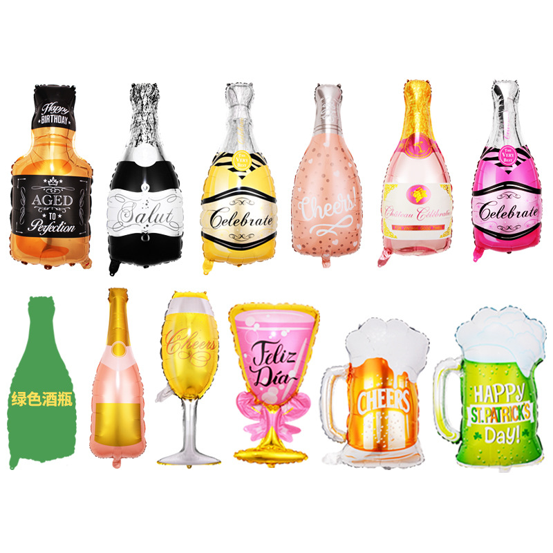 Cross-border foreign trade special-shaped large wine bottle film aluminum balloon party birthday bar decoration party glass balloon thumbnail
