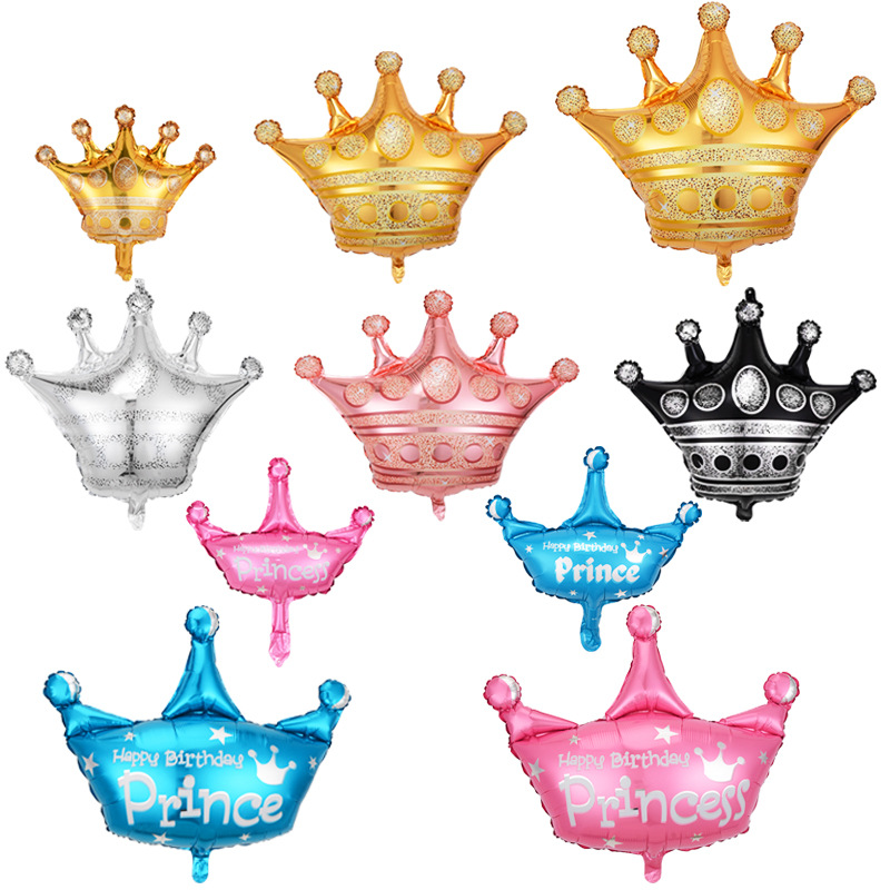 Cross Border Mini Gold Crown Aluminum balloon Trumpet rose gold crown balloon birthday party wedding decoration thumbnail