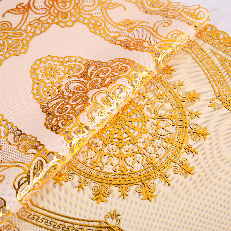 pvc perforated placemats and coasters with gold and silver embossing, 30*45 rectangular and oval table MATS, waterproof and anti-slip Western placemats wholesale Application Scenario