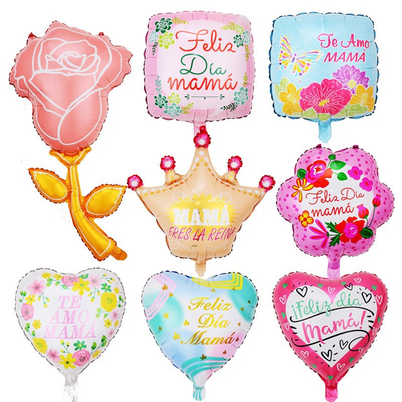 Cross-border new Spanish Mother's Day balloon atmosphere arrangement aluminum foil 18 inch heart shaped Spanish tone ball aluminum film thumbnail