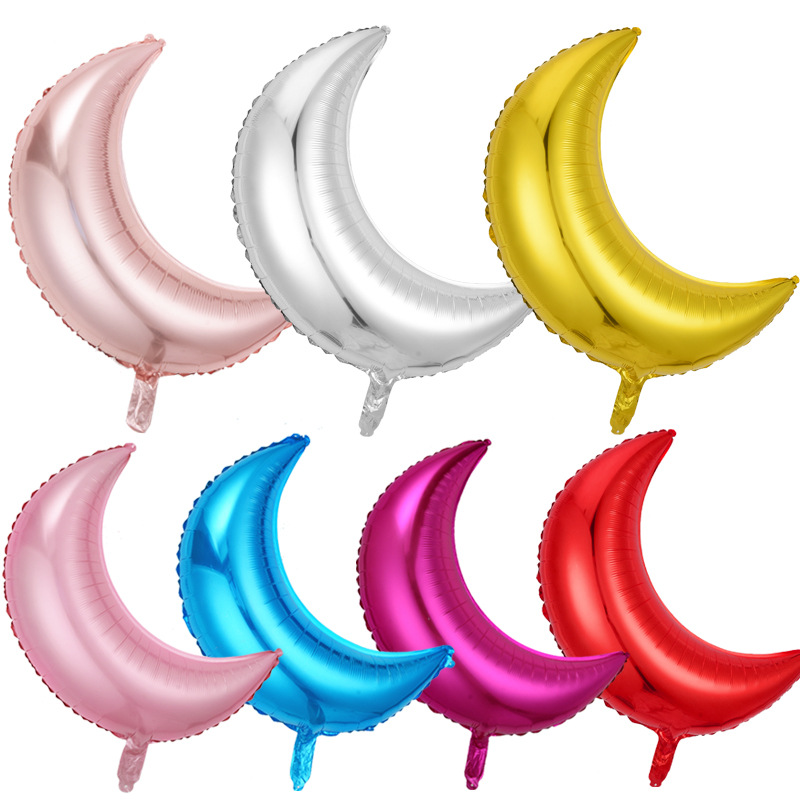 28 "moon shaped aluminum balloon birthday party decoration atmosphere balloon star shape thin version of the moon thumbnail