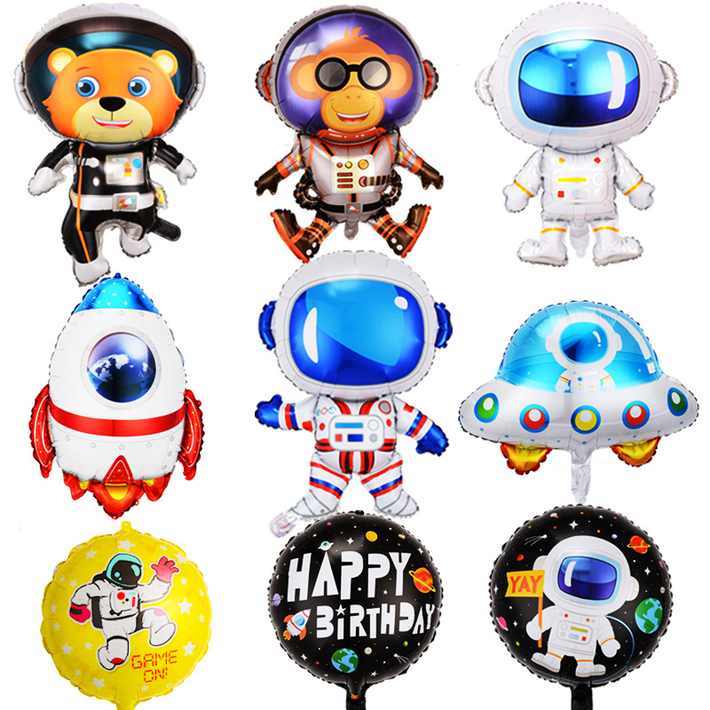 New astronaut balloon Astronaut rocket shaped space themed birthday party decorated with aluminum film UFO balloon thumbnail