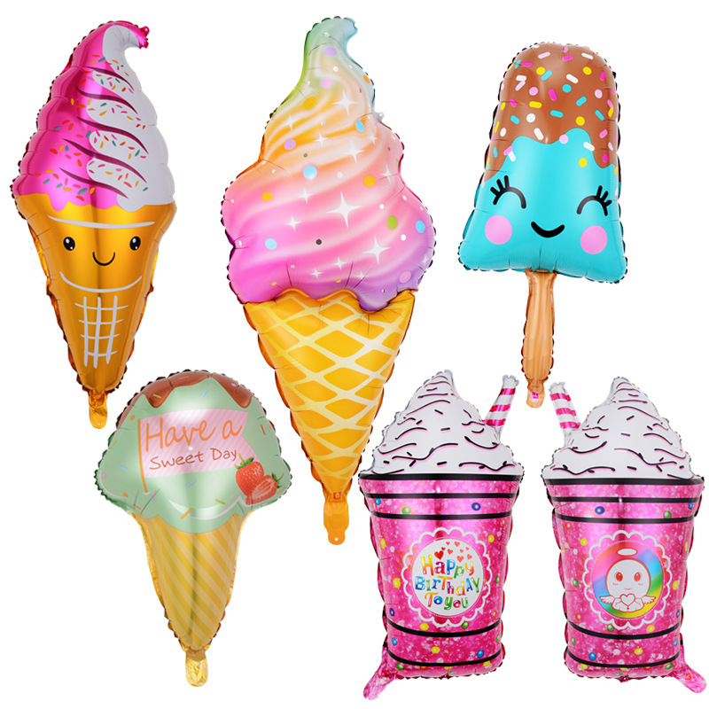 Ice cream cone Popsicle Sundae Special-shaped balloon Aluminum wrap balloon ice cream party Summer decoration aluminum foil children thumbnail