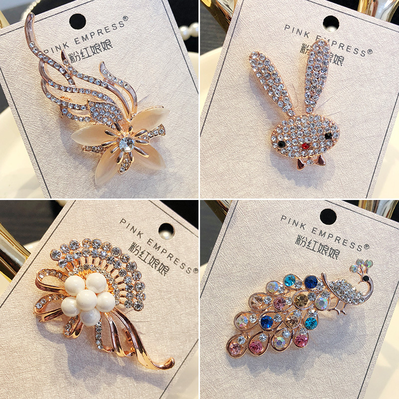 [Aqi] Pearl brooch fashion dress resin brooch retro animal scarf buckle pin H0042