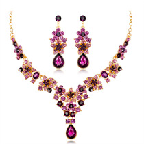2019 Bridal Necklace earring Set Five-pointed alloy female necklace earring two-piece jewelry set