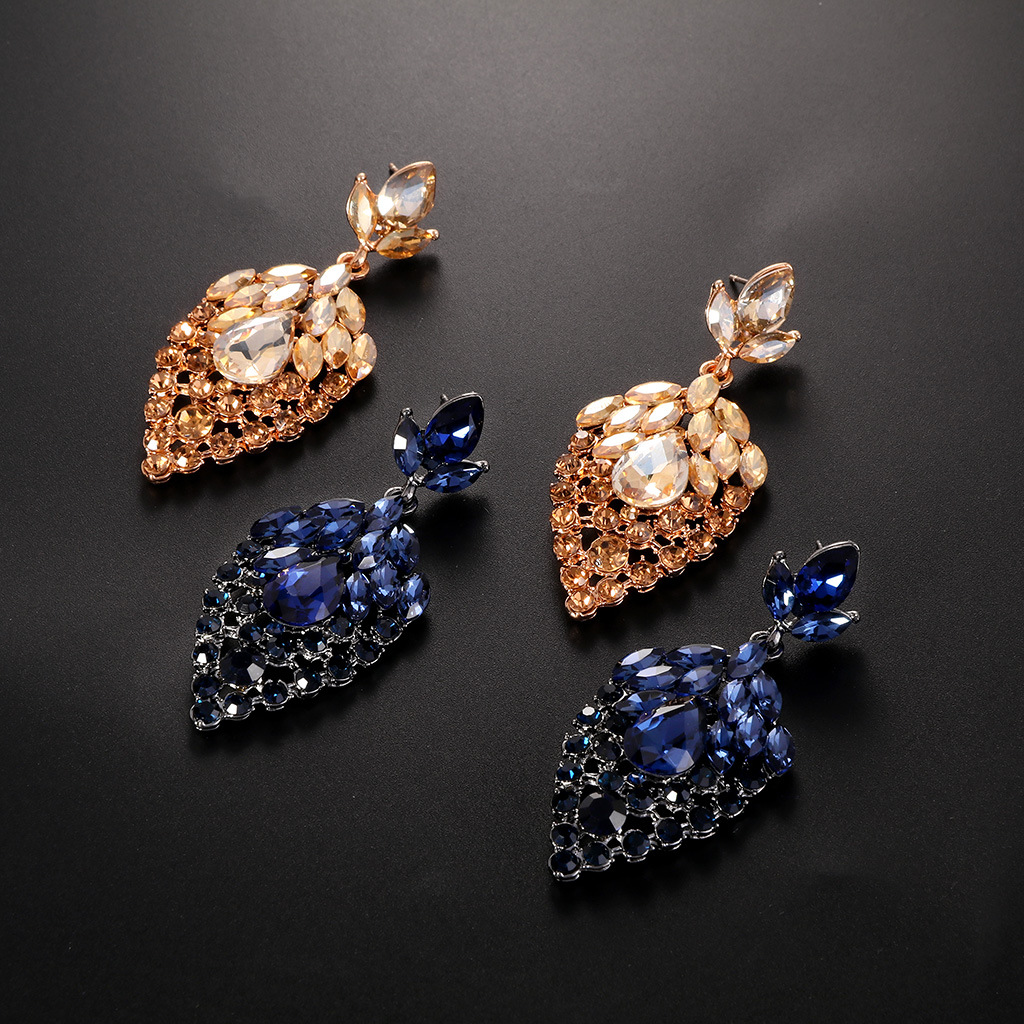 新款欧美气质镂空水晶流苏耳环  时尚新娘婚礼宴会耳饰  厂家供货