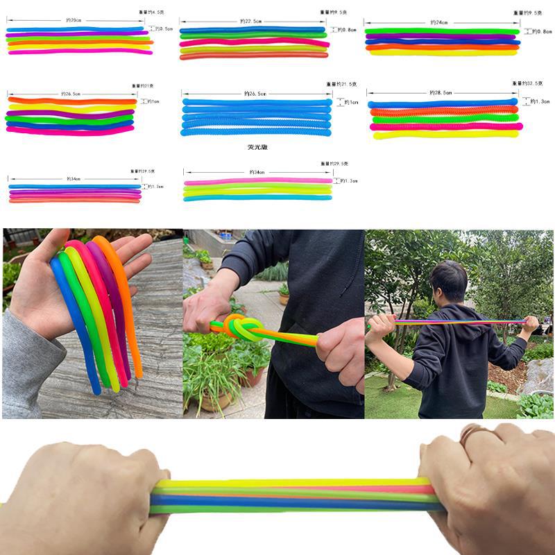 Hot selling soft glue TPR noodles Stretch rope toys relief rope relief toys pull rope glow-in-the-dark relief noodles
