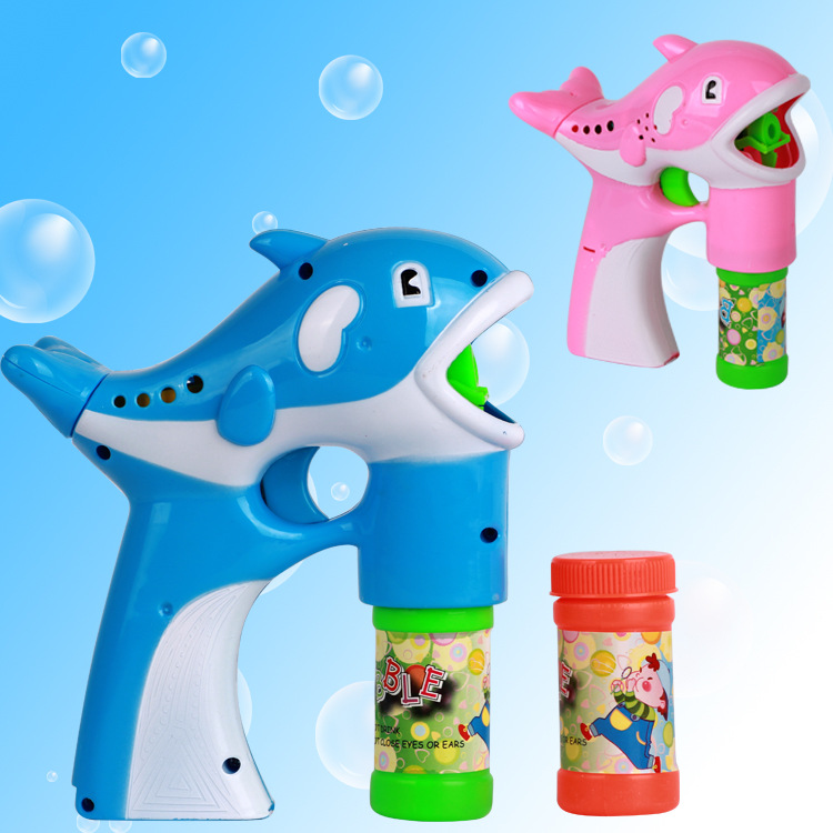 Large music fully automatic dolphin bubble gun children electric bubble blowing machine children water gun hot toys wholesale
