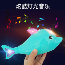 Leashes swing small dolphin light music electric tail swing dolphin stand square night market hot wholesale