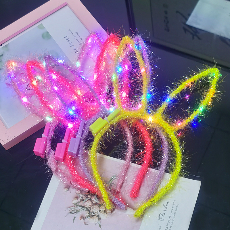 Luminous silk rabbit ear headband children luminous silk headband children creative luminous toys small gifts wholesale