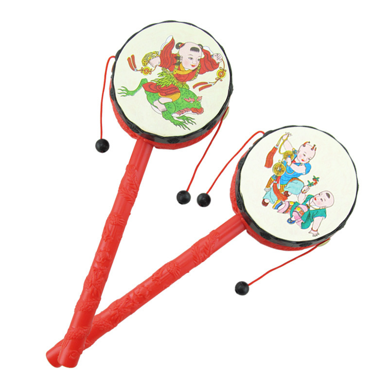 Auspicious rattle/children's musical instrument tabla/baby shake drum handbell Chinese classic traditional toy wholesale