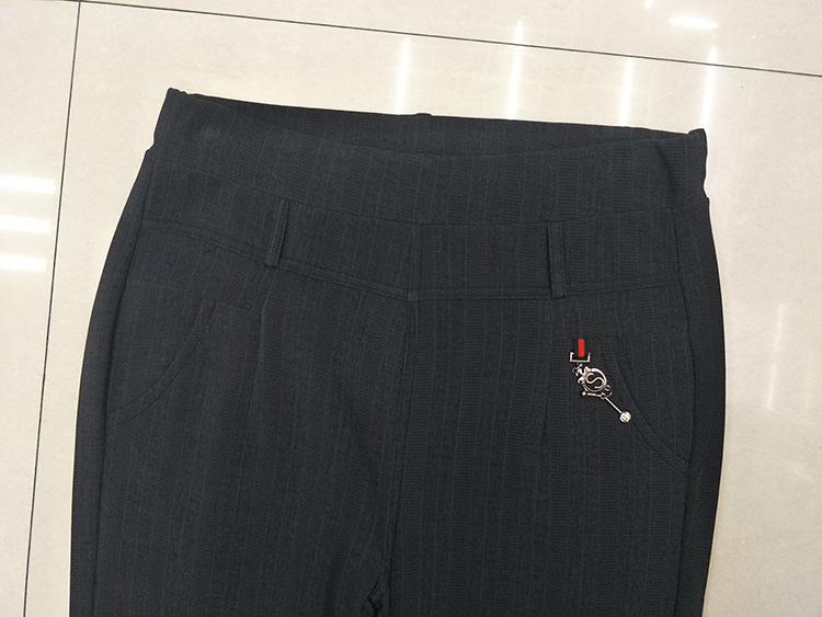 Spring and autumn Korean-style high-waisted pants, versatile for middle-aged women, casual leggings, loose, large-sized, slimming striped striped pants Application Scenario
