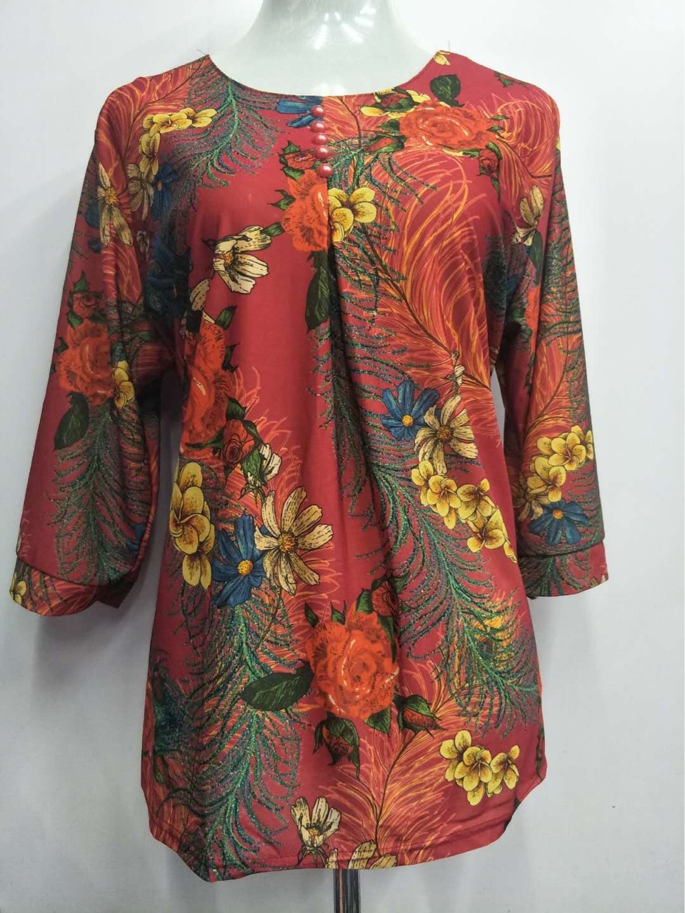 2020 new fashionable women's wear, mid-sleeved loose plus-size women's wear, mom's wear, summer wear, women's wear for 50-60 years old and middle-aged and elderly Item Picture