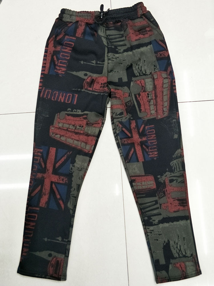 2020 autumn and winter fleece elastic high-waisted pants, versatile women's pants, middle-aged mom pants, thickened printed pants, casual pants Item Picture