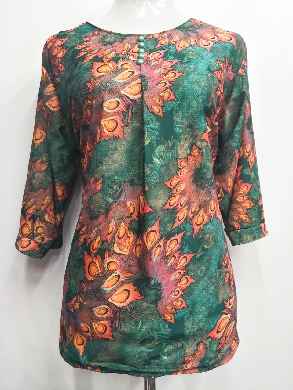 2020 new fashionable women's wear, mid-sleeved loose plus-size women's wear, mom's wear, summer wear, women's wear for 50-60 years old and middle-aged and elderly details Picture