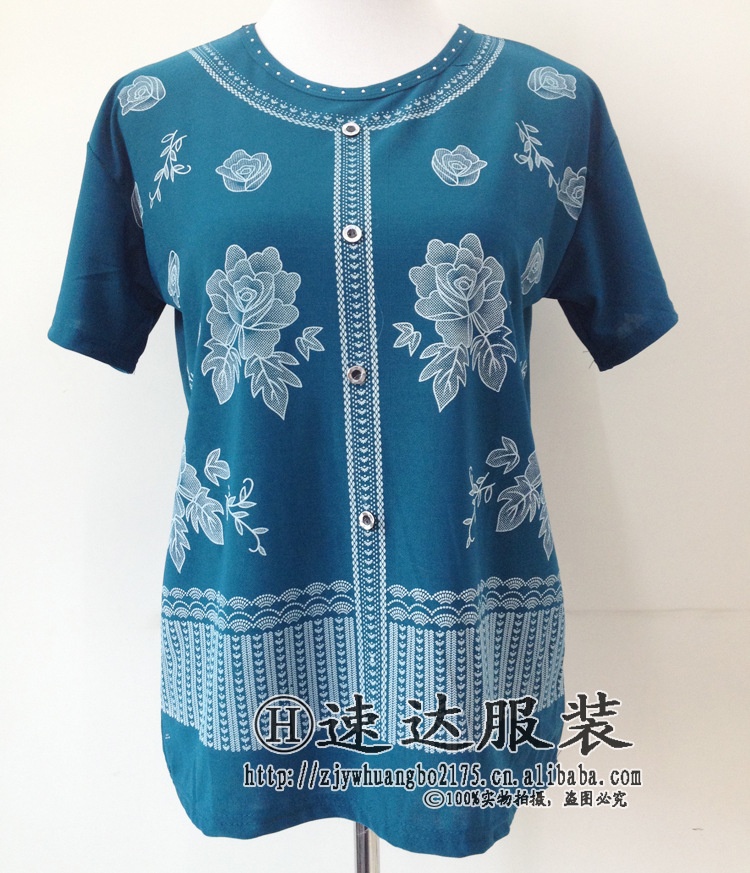 Wholesale factory direct sales of 2020 new printed short-sleeved round-neck fashionable T-shirts for middle-aged and elderly women's wear, mom's wear and summer wear