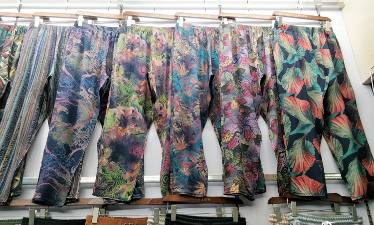 夏季新款印花人棉裤时尚百搭中年打底裤宽松大码妈妈裤九分直筒裤