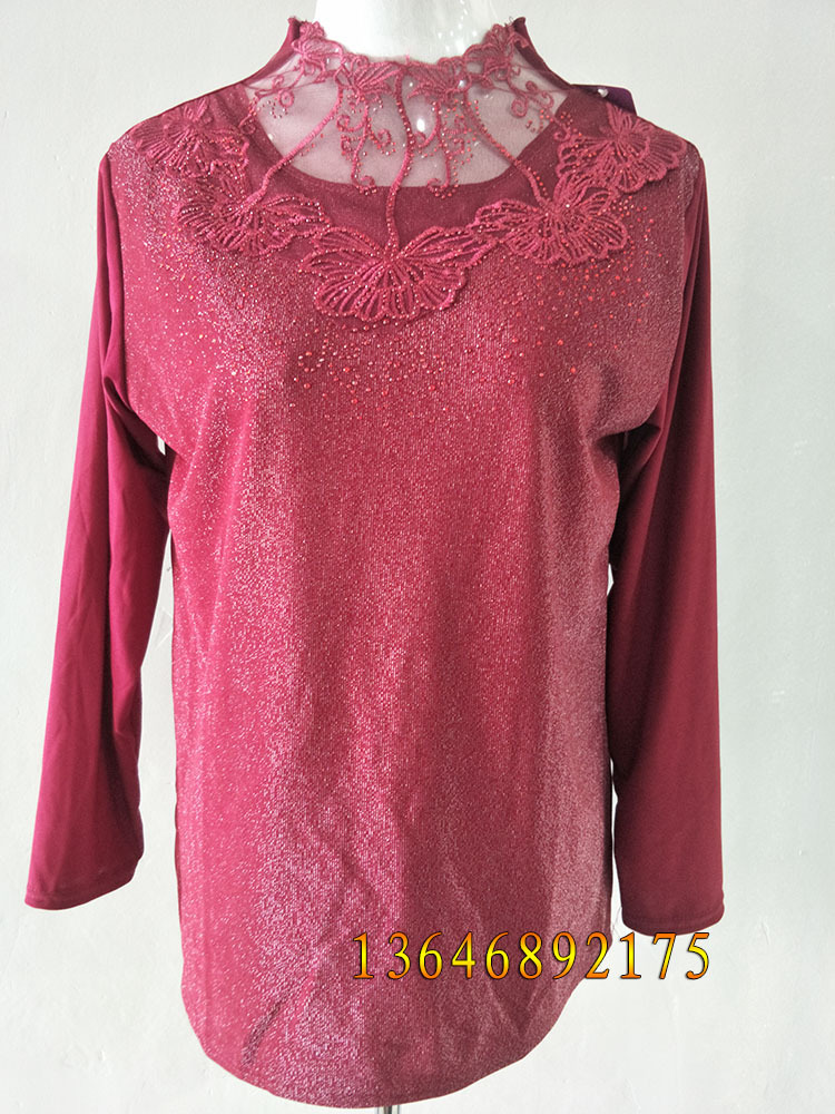 The 2019 autumn and winter new style of mother's wear, a loose and large-sized embroidered mesh top for middle-aged and elderly people, and a versatile autumn coat Item Picture