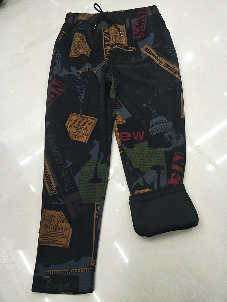2020 autumn and winter fleece elastic high-waisted pants, versatile women's pants, middle-aged mom pants, thickened printed pants, casual pants Application Scenario