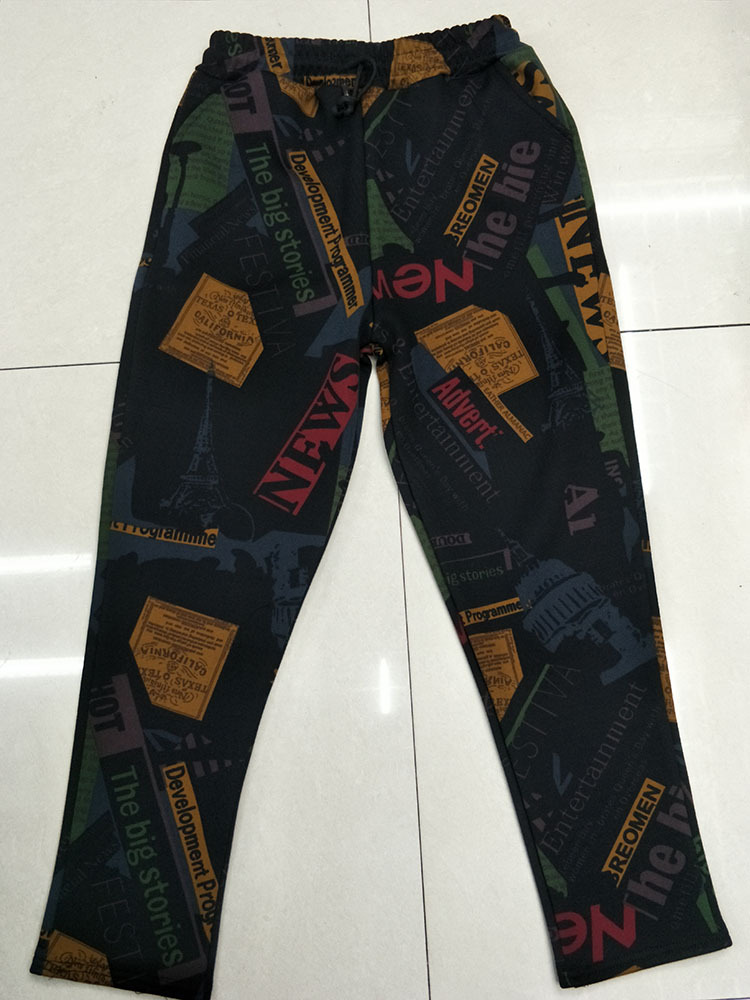 2020 autumn and winter fleece elastic high-waisted pants, versatile women's pants, middle-aged mom pants, thickened printed pants, casual pants Specification image