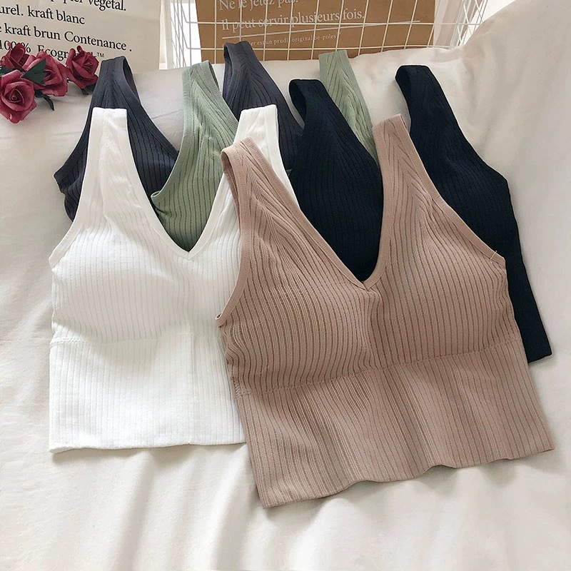 Explosive style 881 four monsoon beautiful back vest women wrapped chest with chest pad V-neck sports wearing bottom vest type underwear women