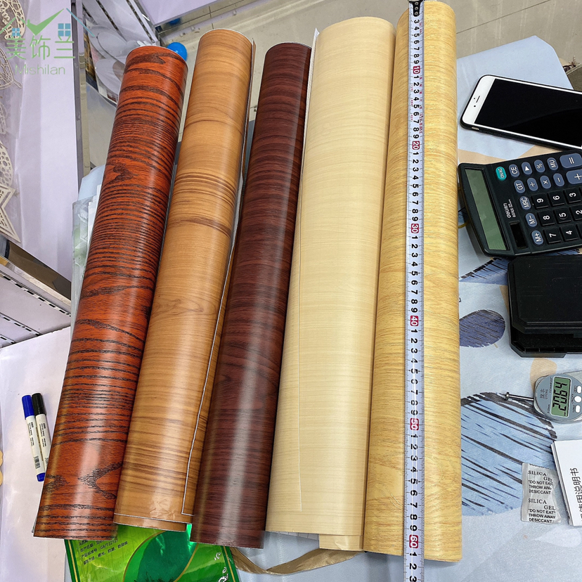 Thickened wood grain stickers self-adhesive wood log kitchen cabinets old furniture cabinet doors wardrobe stickers refurbishment stickers